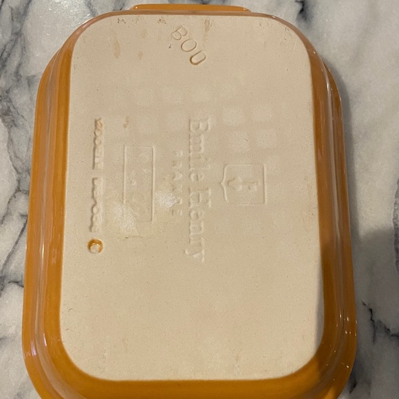 Emile Henry Classic White and Mustard Yellow Stoneware Baking Dish - Picture 3 of 6